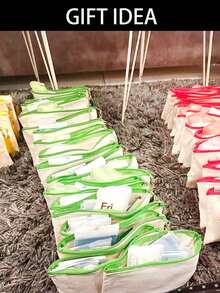 50/20/10/5件套空白帆布铅笔盒化妆包，带彩色拉链，DIY刺绣绘画升华空白帆布袋，学校用品拉链袋，创意派对绘画礼品袋，适用于生日、节日、母亲节、情人节、复活节、开斋节、宰牲节，可重复使用糖果袋，旅行收纳袋 - 米色 - 查看 10