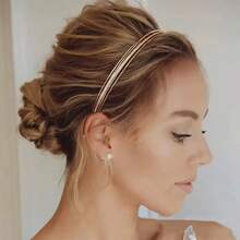 Minimalist Fashion Metal Thin Headband, Suitable For Daily Wear Beauty Home Hair Accessories - Gold - View 1