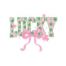 1pc Pink Clover & Bow Heat Transfer Sticker, Durable Vinyl, Fresh & Cute Style, Suitable For Heat Pressing On T-Shirts, Hoodies, Jeans, Jackets, Backpacks, Pillows, Etc. - L - View 1