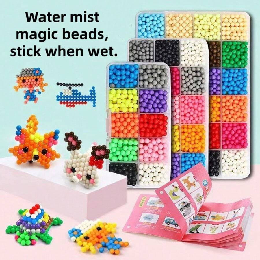 创意夜光水雾魔法珠卡通图案喷水瞬间凝固儿童益智玩具，亲子互动DIY吊坠小玩具，培养动手能力 - 彩色 - 查看 1