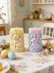 Easter Bunny Cylinder Embossed Candle Mold, Easy Release Reusable, For Beginners, DIY Scented Candle, Plaster, Resin Handcraft Tools - Easter Bunny Relief Candle Mold - View 7