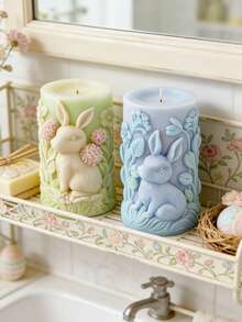 Easter Bunny Cylinder Embossed Candle Mold, Easy Release Reusable, For Beginners, DIY Scented Candle, Plaster, Resin Handcraft Tools - Easter Bunny Relief Candle Mold - View 6