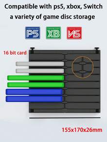 16-Slot High Capacity Game Disc Storage Holder Stand, Suitable Switch Game CDs, 1pc Black - View 4