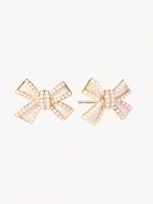 Opalesca 3pcs Set Exquisite Faux Pearl Bow Necklace & Earrings, Exclusive Design For Women, Ideal Gift For Girlfriend Valentines,Mom,Mother,Mother's Day,Gift - Beige - View 7