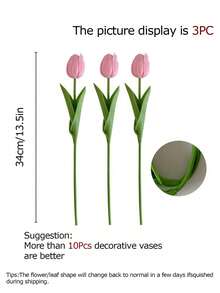 郁金香人造花装饰，家居装饰，INS风格客厅卧室装饰，仿真花适用于家居、婚礼、节日装饰 - 粉色 - 查看 3