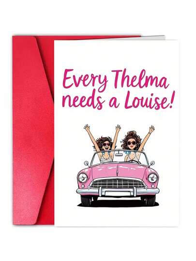 1pc,Funny Friendship Greeting Card With Envelope - Exclusive For Best Friends, Best Friends, Sisters And BFF | Envelope Included, Suitable For Friendship Day