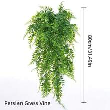 仿真植物綠色人造吊掛蕨類植物－逼真蕨類藤蔓，適用於婚禮裝飾、生日派對、花園活動，室內外皆可用－高品質，無需用電，戶外植物｜裝飾藤蔓 - 綠色 - 查看 3
