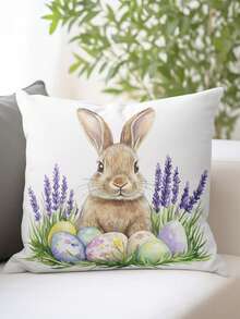 1 chiếc vỏ gối trang trí in hình thỏ Phục Sinh mềm mại, thoải mái, một mặt (không bao gồm ruột gối), thích hợp cho phòng ngủ, phòng khách, ghế sofa, trang trí tiệc. - Nhiều màu - Xem 7
