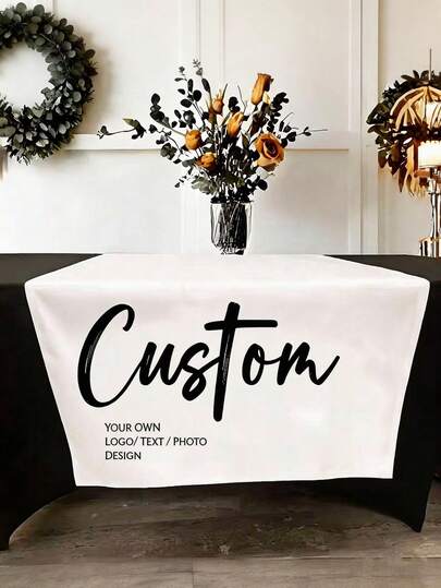 1 pieza Camino de mesa personalizado con logotipo, Camino de mesa de boda personalizado, Exhibición de mostrador personalizada para vendedores, Cartel personalizado para mesa principal, Pancarta con nombre personalizado, Mantel de poliéster personalizado adecuado para bodas, cumpleaños, aniversarios y diversos eventos