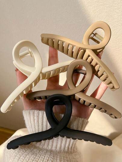 1-4pcs Women's Big Size Lightweight Plastic Hair Claw Clip In White, Black, Khaki & Coffee Colors - Fashionable, Versatile, Simple Style, High-Grade, Elegant, Suitable For Daily Use, Outings, Hair Styling, Washing, Makeup, Clothes Matching, Accessory, Headwear Casual Hair Clips Hair Jaw Clip Hair Clamps Hair Clutch Hair Catcher Clip Fall Winter Hair Accessories For Women Bows For Vacation Outfits Woman