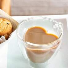 1-2-4-6件套 80毫升和200毫升双层心形玻璃杯，带把手，可重复使用，适用于茶包、浓缩咖啡、卡布奇诺，独特的婚礼、母亲节、教师节礼物 - 彩色 - 查看 12