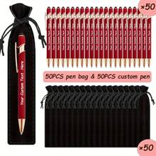 50/30/10/5/3/1pc Set Customized Luxury Soft Touch Round Ballpoint Pen With Black Pencil Case - Personalized Writing Tool, Suitable For Name And Company Website, Perfect Gift For Men, Anniversary, Birthday, Graduation Season Gift, Multi-Functional, Decorative, Reusable, Modern, Colorful, Cute, Vintage, Cartoon, Kawaii, Customized, Personalized, Unique, Customized, Workers, Customers, Students, For Business/Work/Office, For School - Sets - View 6