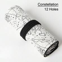 12/24/36/48孔十二星座印花帆布铅笔盒，大容量彩色铅笔卷包，素描用品 - 單件 - 查看 14