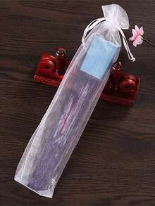 1-100pcs Drawstring Organza Gift Bags, Used For Folding Hand Fan Storage, Gauze Bags, Rectangular Gift Bags, Multi-Purpose Transparent Organza Bags, Handmade Packaging Bags, Party Wedding Favors; First Birthday Gifts, Wedding Favor Gift Bags, Party Gifts, Fan Storage - White - View 4