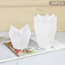 50 pièces Moules à muffins Tulipe - Caissettes à cupcakes en papier jetables, résistantes à la chaleur et imperméables aux graisses pour la cuisson - Parfait pour Pâques, Thanksgiving, Mariage, Fournitures pour fête d'anniversaire - Multicolore - Voir 15