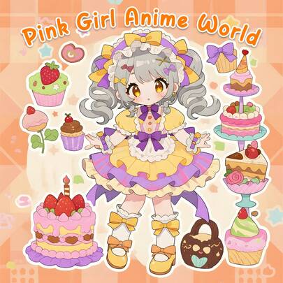 GDTME 一本以动漫女孩为主题的涂色书，适合成人和青少年，可爱，心跳加速，粉色，非常适合涂色练习，是送给宅女的完美生日礼物、返校礼物、母亲节礼物、办公用品、文具，7.9x7.9英寸，日本漫画。