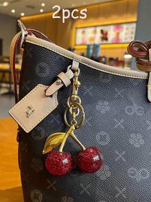 1 pieza Colgante grande de cristal de cereza, colgante de llavero, colgante de llavero de cereza brillante con clip, accesorios de resina brillante y metal, llavero unisex, accesorio para billetera y bolso - Multicolor - Ver 12