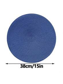 4/6 Stücke handgefertigte, marineblaue gewebte Tischsets, runde gewebte Tischsets, Hitze-Isolationsunterlagen, dekorative Matten, in mehreren Farben erhältlich, Tischmatten, knitterresistente Tischsets, geeignet für Geburtstag, Weihnachten, Einweihungsfeier, Feier, Feiertags-Party, Familientreffen und andere Anlässe. - marineblau - Übersicht 14