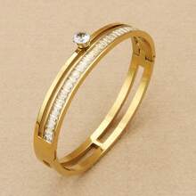 3件套，优雅女士不锈钢手链，罗马扣设计，镶嵌闪亮锆石，适合日常佩戴和送礼，四季皆宜。 - 羅馬套裝 - 查看 6