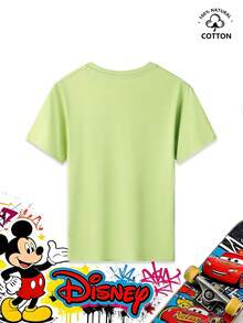 Monsters, Inc. Mike Wazowski Cheerful Face Print Crew Neck T-Shirt For Boys Aged 3–12. Made Of 100% Cotton, This Summer Short-Sleeve Tee Features A Classic Disney Character Design. It Can Be Paired With Casual Sports Pants Or Jogger Pants, And Is Suitable For Birthday Parties, Family Outings, School Breaks, And Outdoor Play. A Comfortable, Durable, And Fun Essential Top For Young Boys. - Matcha xanh - Xem 3
