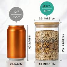 9-Piece Set Of 17 Oz Small Square Storage Cans With Stickers And Markers. Glass Containers Are Suitable For Spices, Coffee, Seasonings, Kitchen And Home Use. Perfect Gifts For Friends And Family, Spice Jars, Cookie Boxes, Kitchen Storage Supplies - 9件套裝 - 查看 3