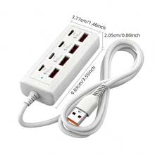 [8-Port Fast Charging USB Hub] With 4 USB And 4 PD Ports | 25W Fast Charging For 5V USB Devices | Compact Charging Station For Computers, Laptops And Tablets, 8-In-1 Expansion Cable 1 To 8 Ports 4 USB 4 Type-C Multi-Port Charging Distributor With Multi-Plug Sockets - Multicolor - View 3