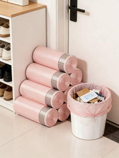 50个可爱婴儿粉迷你垃圾袋 - 防漏防撕裂垃圾袋，适用于宿舍、梳妆台和办公桌垃圾桶