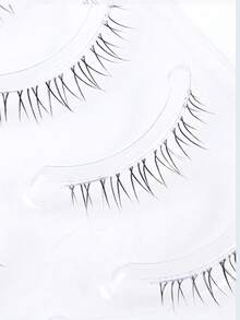 自然纤薄假睫毛，C形卷翘，透明梗，3D自然假睫毛 - 黑色 - 查看 2