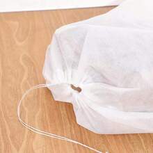 50pcs/Set Non-Woven Fabric Shoe Bags, Minimalist White Drawstring Dust-Proof Travel Shoe Bags - White - View 9