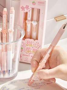 Bộ 2 bút bi gel hình động vật dễ thương, có thể xóa được, màu hồng hoạt hình, ngòi 0.5mm, mực đen/xanh dương, thích hợp cho học sinh và sử dụng văn phòng. - nhiều màu - Xem 11