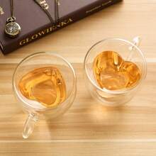 1-2-4-6件套 80毫升和200毫升双层心形玻璃杯，带把手，可重复使用，适用于茶包、浓缩咖啡、卡布奇诺，独特的婚礼、母亲节、教师节礼物 - 彩色 - 查看 14