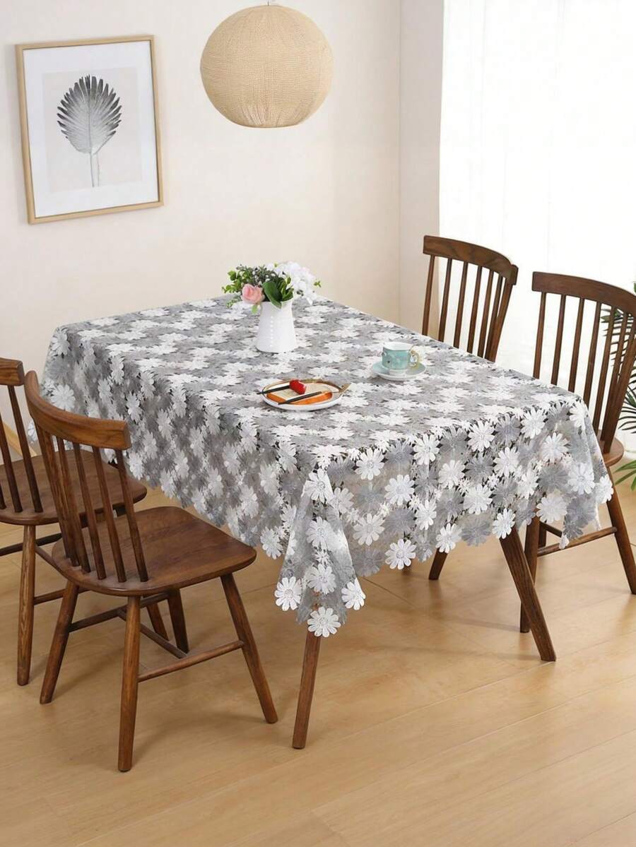 HXARTMIS 1 chiếc khăn trải bàn hình chữ nhật hai màu trắng và xám khoét rỗng họa tiết hoa hướng dương trang nhã, khăn trải bàn vuông, khăn trải bàn hình chữ nhật bảo vệ bàn ăn, khăn trải bàn trang trí hình chữ nhật bằng vải, khăn trải bàn nhà bếp bằng nhựa, khăn trải bàn viền thêu, tấm phủ mặt bàn, khăn trải bàn nhà bếp bằng nhựa, dễ lau chùi và tái sử dụng, khăn trải bàn chống trượt bảo vệ. Thích hợp cho phòng ngủ, phòng khách, nhà bếp, phòng ăn.