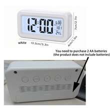 1 件卧室温度计闹钟带智能夜灯，电池供电小型简易床头柜数字时钟带温度、日期、光传感器、背光、书桌电子小钟表适用于家庭卧室、家居装饰、房间装饰礼物生日毕业卧室装饰宿舍装饰返校学校装饰学校惊喜 - 彩色 - 查看 9