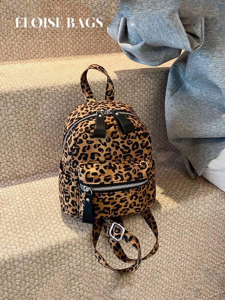 Mochila mini con estampado de leopardo a la moda 2025, mochila versátil y personalizada para viajes y estudiantes