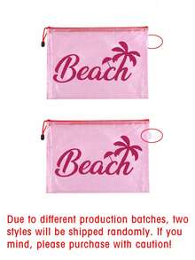 A4 Size Transparent PVC Makeup Bag With "Beach" Pattern, Waterproof Portable Cosmetic Pouch, File Folder, Large Capacity Clear Makeup Case With Nylon Zipper, Bathroom Storage Bag, Jewelry Organizer, Lip Gloss And Cosmetics Holder, Travel Essentials, Dorm Supplies, Ideal For Beach, Diving, Travel, Vacation And Daily Use - Multicolor - View 4