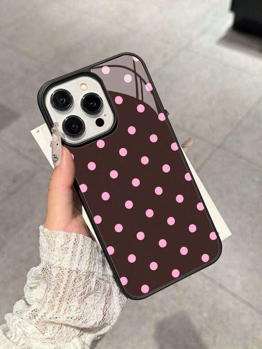Brown Base Pink Polka Dot Glossy Phone Case Compatible With Apple 11/11 Pro/11 Pro Max, 12/12 Pro/12 Pro Max, 13/13 Pro/13 Pro Max, 14/14 Pro/14 Pro Max, 15/15 Pro/15 Pro Max, 16/16 Pro/16 Pro Max, 17/17 Pro/17 Pro Max And Galaxy S21/S21+/S21 Ultra, Galaxy S22/S22+/S22 Ultra, Galaxy S23/S23+/S23 Ultra, Galaxy S24/S24+/S24 Ultra And Other Popular Models, Featuring A Brown Base Color With Pink Polka Dot Elements, Made Of Glossy Material. - 免費試用 - 查看 1