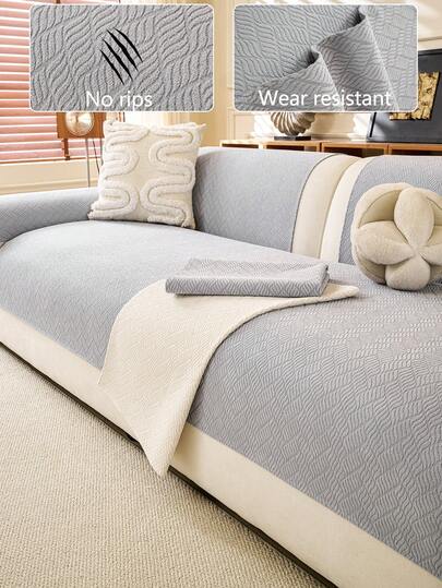 1pc 4-Season Comfortable Chenille Sofa Cushion Cover, Modern Minimalist Non-Slip Sofa Seat Protector, Dust-Proof And Washable Sofa Slipcover, Soft, Fade-Resistant, Pet-Friendly For Bedroom, Office, Living Room, L-Shaped And 1/2/3/4-Seater Sofa