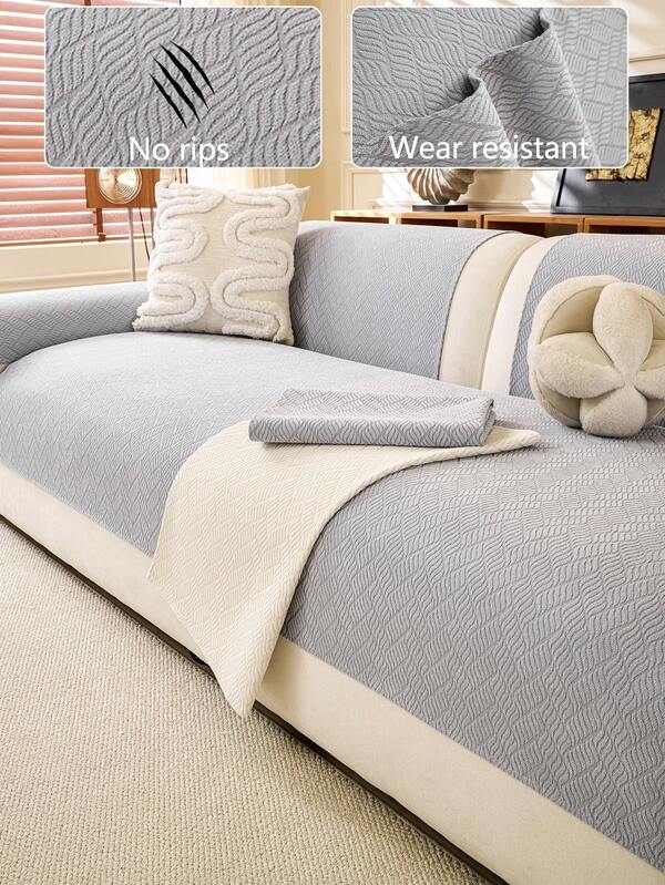 1pc 4-Season Comfortable Chenille Sofa Cushion Cover, Modern Minimalist Non-Slip Sofa Seat Protector, Dust-Proof And Washable Sofa Slipcover, Soft, Fade-Resistant, Pet-Friendly For Bedroom, Office, Living Room, L-Shaped And 1/2/3/4-Seater Sofa