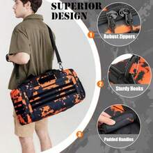 45L Gym Bag For Men And Women Tactical Military Duffle Bag For Travel Weekender Gym Workout Deployment Large Sports Bag For Hockey Football Baseball Soccer Basketball And Team Training - BlackOrange Graffiti - View 6