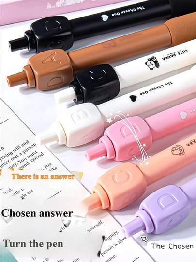 2pcs/Set Interesting Neutral Pens, ABCD Answer Pens, Novel Stress Relief Rotating Ballpoint Pens, Rotating Decompression Fun Clickable Ballpoint Pens, Quick-Drying, Marking, Signing, Office Black Pens, Creative Cute Stationery, Soft Grip Student Stationery Gifts, Office Stress Relief Learning Supplies, Back To School Season, Holiday Gifts