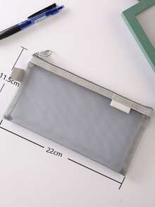 1pc Minimalist Transparent Grid Pencil Case, Multifunctional Coin Purse, Soft & Lightweight, Unisex Daily/School Use - Mesh Pencil Case - View 10