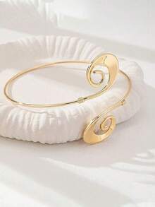 1pc Fashionable Minimalist Swirl Wave Design Arm Sleeve, Suitable For Daily, Festival, Vacation And Various Occasions - Gold - View 4