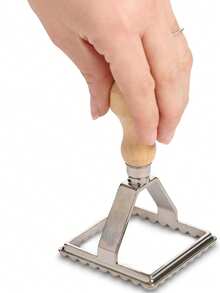 2.75英寸方形印章套装，带木柄和凹槽边缘，适用于厨房 - 彩色 - 查看 6