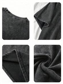 Es Trus 女士夏季休闲纯棉T恤，印有“伦敦建筑”图案，韩式复古Y2K街头风通勤T恤，适合户外休闲，常规小众朋克修身黑色圆领短袖水洗T恤 - 黑色 - 查看 8