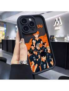 Haikyuu Volleyball Anime Anti-Rutsch Weiche Hülle für iPhone 16, 16e, 15, 14, 13, 12 Mini, 11 Pro Max, X, XR, XS Max, 8, 7, e Plus - Stoßfeste Vollkörper-Schwarze Hülle mit Linsenschutz, Langlebiges Material, UV-bedrucktes Design - Khaki - Übersicht 4