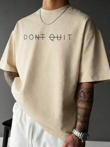 GRDR Men's Fashionable Printed Loose Short Sleeve T-Shirt | Exquisite Design | Summer Essential | Easy To Match | Showcase Your Style - Apricot - View 2