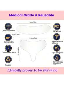 2pcs Neck Wrinkle Patches, Reusable Silicone Pads, Medical Grade, Suitable For Side Sleepers Night Care - Multicolor - View 2