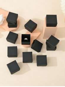 1/12pcs 20pcs Elegant Versatile Jewelry Gift Boxes, Perfect For Earrings, Rings, Necklaces And Pendants - Ideal For Holiday Gifts, Christmas, Valentine's Day And Back To School Celebrations, Ensuring Your Gifts Shine With Fashion And Sophistication, Suitable For Any Occasion And Special Moment. - Black - View 12