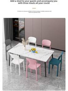 Silla de Comedor Moderna con Respaldo Cuadrado apilable de plástico de Alta Calidad, Modernas sillas de Comedor apilables de plástico Moldeado (Naranja) - Verde - Ver 4