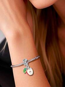 1 件 925 纯银苹果吊坠，DIY 男女通用自然风饰品礼品 - 銀色 - 查看 4